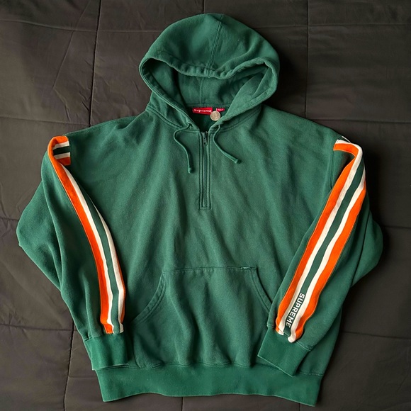 Supreme Other - Supreme Green and Orange Half Zip Sweatshirt hoodie SS23